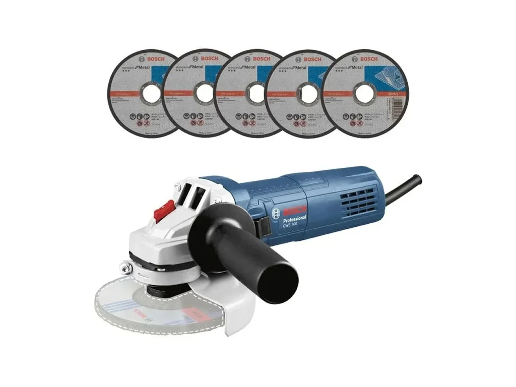 BOSCH LIXADERA 115MM GWS-700 CON 5 DISCOS